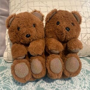 Adorable Brown Teddy Bear Slippers